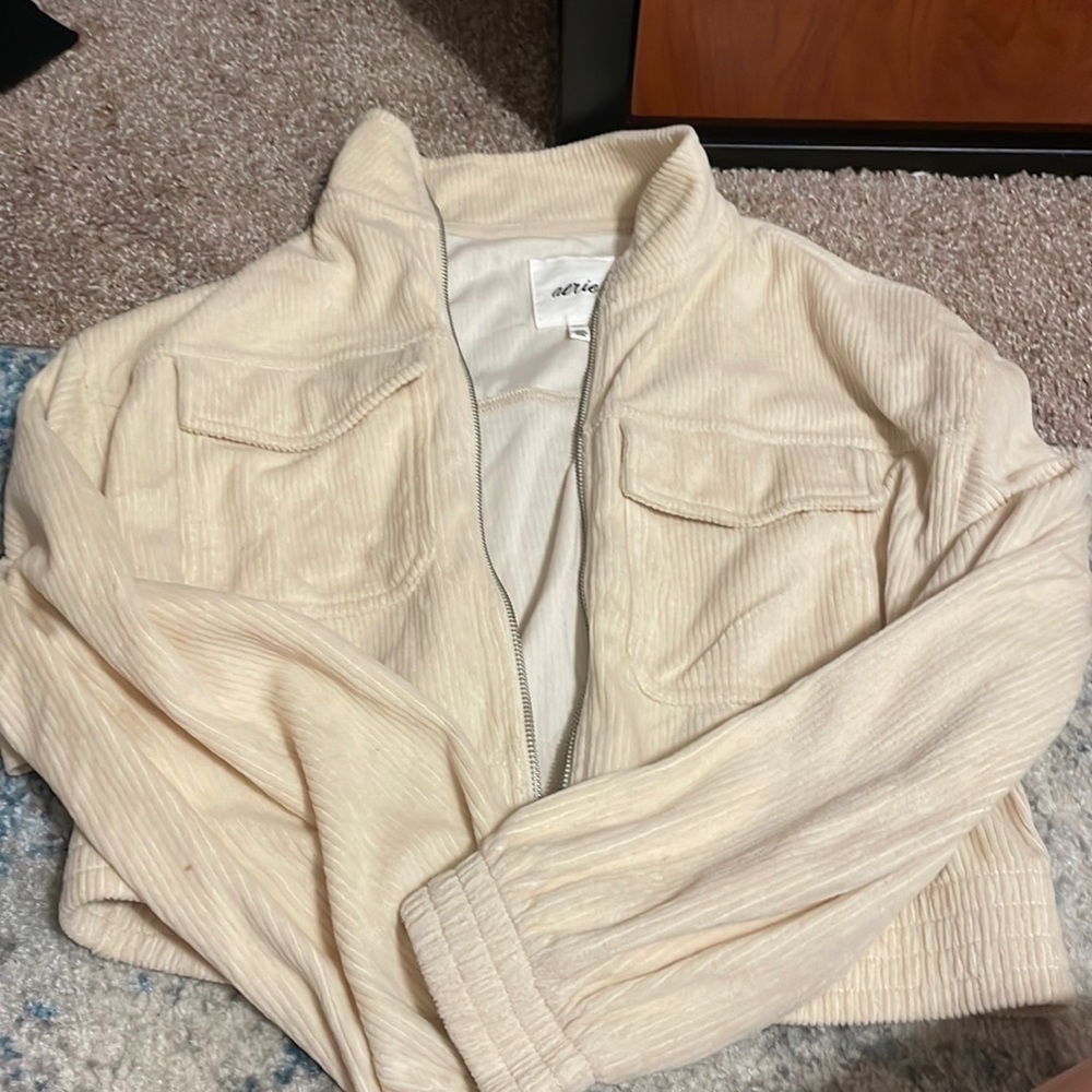 aerie zip up ribbed jacket